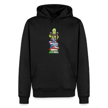 Wurm reads book stack Bookworm Coffee - Men’s Premium Organic Hoodie - black - Front - Nico (187cm)