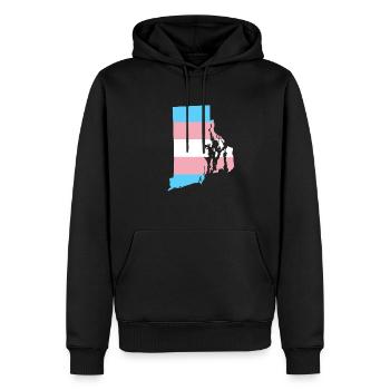 Trans Flag Rhode Island LGBT Pride Support - Men’s Premium Organic Hoodie - black - Front - Nico (187cm)