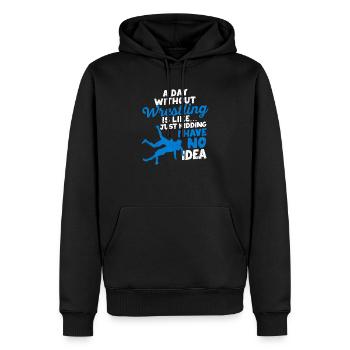 Une journée sans lutte est comme une blague, dont on parle - Sweat à capuche Premium bio Homme - noir - Devant - Nico (187cm)