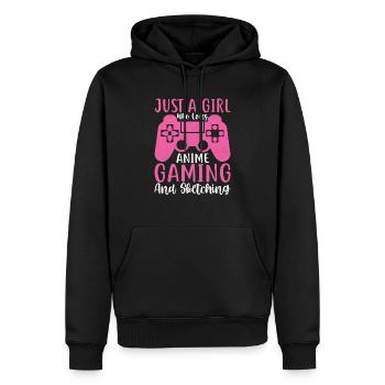 5 Just a girl who loves anime gaming and sketching - Männer Premium Bio Hoodie - Schwarz - Vorne - Nico (187cm)