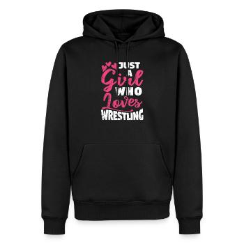 Juste une fille qui aime les filles de lutte Funny Wrestl - Sweat à capuche Premium bio Homme - noir - Devant - Nico (187cm)