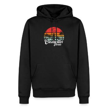 Vintage Clearwater Beach Floride Surf Retro Pun - Sweat à capuche Premium bio Homme - noir - Devant - Nico (187cm)