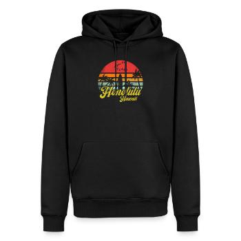 Vintage Honolulu, Hawaii Surf Rétro Surf Humour - Sweat à capuche Premium bio Homme - noir - Devant - Nico (187cm)