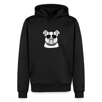 Chiens bouledogues avec lunettes de soleil motif cool - Sweat à capuche Premium bio Homme - noir - Devant - Nico (187cm)