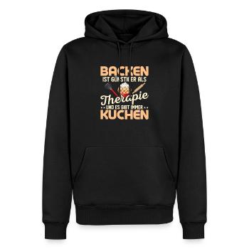 Backen ist günstiger als Therapie und gibt Kuchen - Männer Premium Bio Hoodie - Schwarz - Vorne - Nico (187cm)