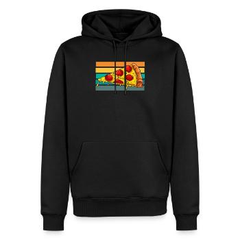Pizza - Männer Premium Bio Hoodie - Schwarz - Vorne - Nico (187cm)
