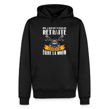 oui jai bien un plan de retraite jai faire la moto - Sweat à capuche Premium bio Homme - noir - Devant - Nico (187cm)