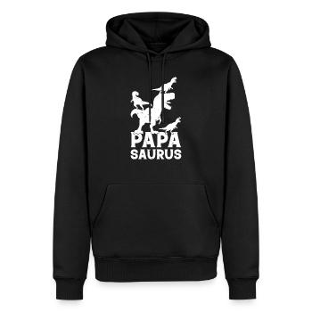 PapaSaurus Papa avec trois enfants - Papa Saurus Papa - Sweat à capuche Premium bio Homme - noir - Devant - Nico (187cm)