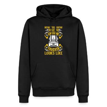 Truck Driver Trucker - Awesome Trucker Looks Like - Männer Premium Bio Hoodie - Schwarz - Vorne - Nico (187cm)