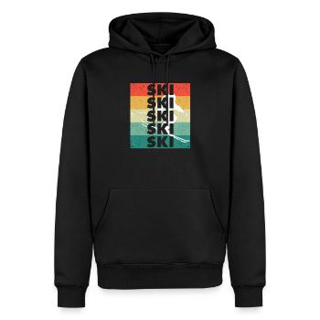 Ski Rétro Vintage Ski Silhouette Skieur - Sweat à capuche Premium bio Homme - noir - Devant - Nico (187cm)