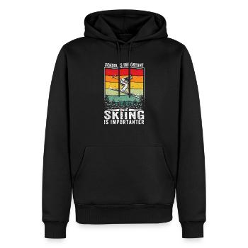 Schule ist wichtig, aber Skifahren ist wichtiger - Männer Premium Bio Hoodie - Schwarz - Vorne - Nico (187cm)