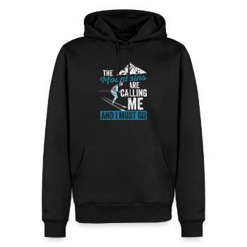 Skifahren Wintersport Skifahrer Die Berge rufen - Männer Premium Bio Hoodie - Schwarz - Vorne - Nico (187cm)