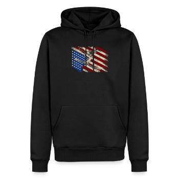 American Flag Ski 4 juillet Skiers Funny - Sweat à capuche Premium bio Homme - noir - Devant - Nico (187cm)