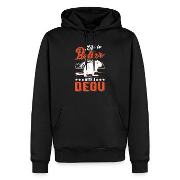 Life is better with a Degu - Männer Premium Bio Hoodie - Schwarz - Vorne - Nico (187cm)