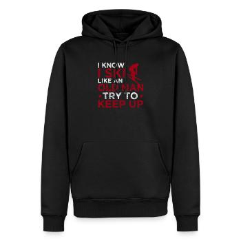 Je sais que je skie comme un vieil homme - Sweat à capuche Premium bio Homme - noir - Devant - Nico (187cm)