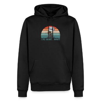 Je fais ce que je veux Drôle d’amoureux des chats de ski - Sweat à capuche Premium bio Homme - noir - Devant - Nico (187cm)