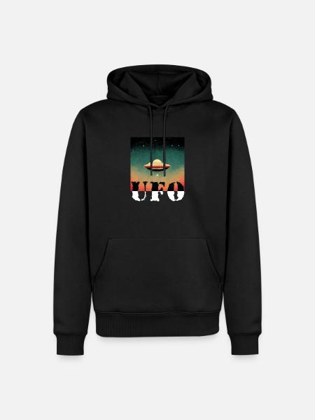 UFO Retro - Männer Premium Bio Hoodie - Schwarz