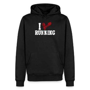 Coureur de course à pied Demi-marathon Cœur - Sweat à capuche Premium bio Homme - noir - Devant - Nico (187cm)