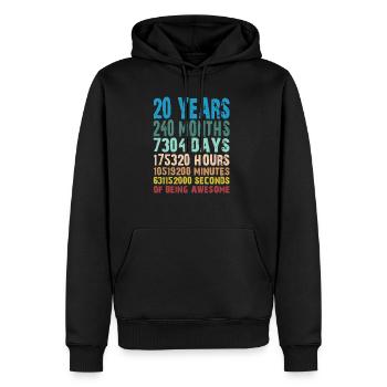20 ANS D’ÊTRE GÉNIAL - Sweat à capuche Premium bio Homme - noir - Devant - Nico (187cm)