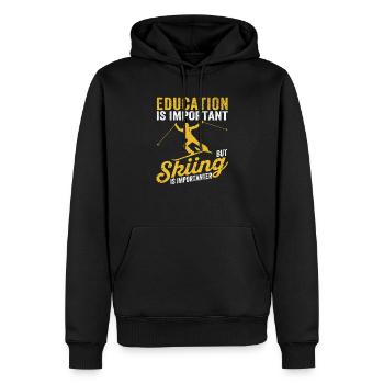 Bildung für junge Kinder ist wichtig, aber Ski - Männer Premium Bio Hoodie - Schwarz - Vorne - Nico (187cm)