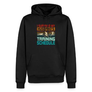 I survived my husband's training schedule Triathlo - Männer Premium Bio Hoodie - Schwarz - Vorne - Nico (187cm)