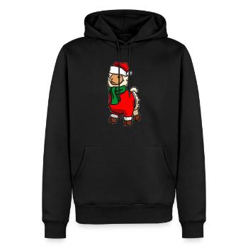 Lama avec pull de Noël - Sweat à capuche Premium bio Homme - noir - Devant - Nico (187cm)