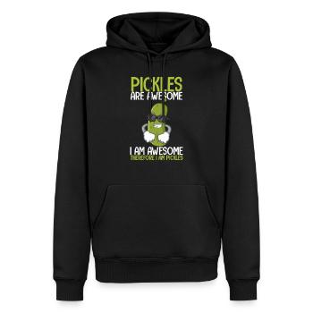 Coole Gurken sind super, ich bin super veganes Essen - Männer Premium Bio Hoodie - Schwarz - Vorne - Nico (187cm)