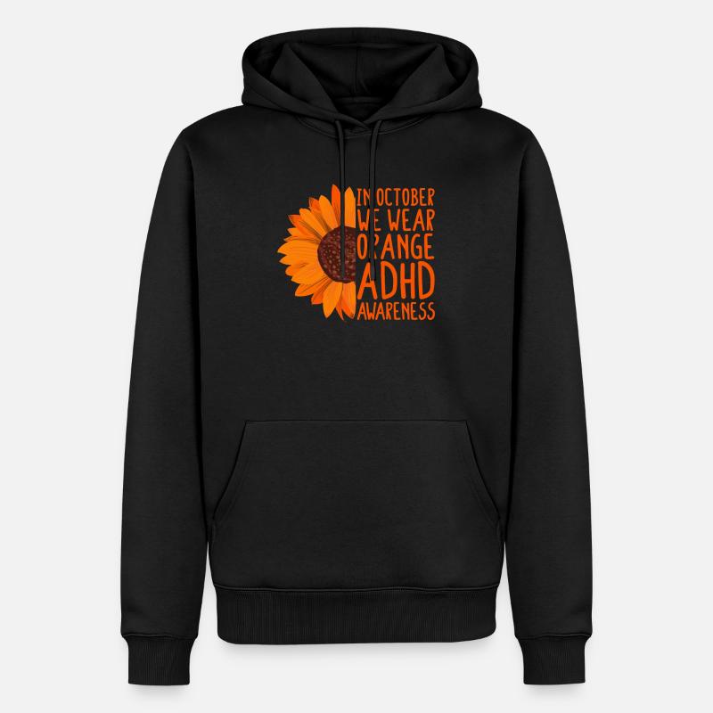 ADHS-Bewusstsein Sonnenblume - Männer Premium Bio Hoodie - Schwarz