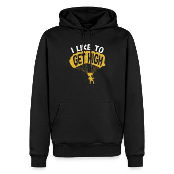 Ich möchte hoch hinaus Fallschirmspringer - Männer Premium Bio Hoodie - Schwarz - Vorne - Nico (187cm)