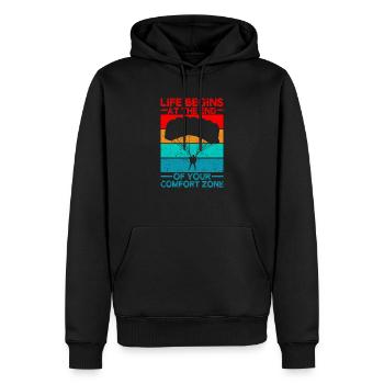 Lustiges Fallschirmspringen Das Leben beginnt - Männer Premium Bio Hoodie - Schwarz - Vorne - Nico (187cm)