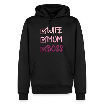 FEMME MAMAN PATRON - Sweat à capuche Premium bio Homme - noir - Devant - Nico (187cm)