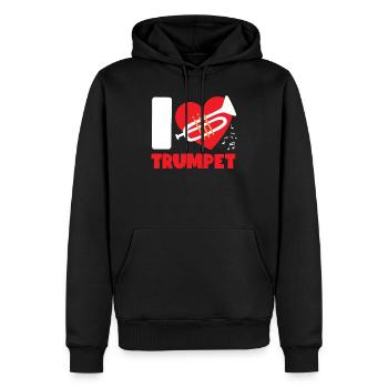 Cœur de trompettiste que j’aime - Sweat à capuche Premium bio Homme - noir - Devant - Nico (187cm)