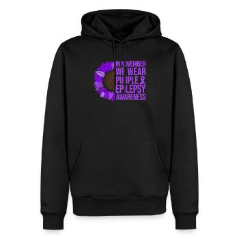 Epilepsy Awareness Sunflower - Men’s Premium Organic Hoodie - black - Front - Nico (187cm)