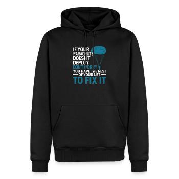 Aventure drôle de parachutiste en parachute - Sweat à capuche Premium bio Homme - noir - Devant - Nico (187cm)