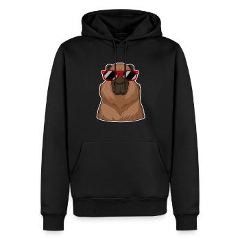 Capybara portant des lunettes rouges drôle de jeu de mots cochon d’Inde - Sweat à capuche Premium bio Homme - noir - Devant - Nico (187cm)