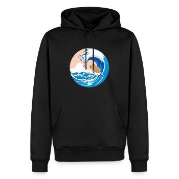 Welle Capybara Surfing Nagetier Lustiger Tierliebhaber - Männer Premium Bio Hoodie - Schwarz - Vorne - Nico (187cm)
