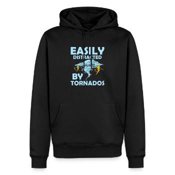 Easily Distracted By Tornados Meteorologist Storm - Männer Premium Bio Hoodie - Schwarz - Vorne - Nico (187cm)