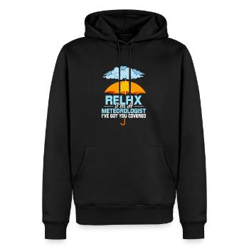 Détendez-vous Je suis météorologue Météorologie Météo - Sweat à capuche Premium bio Homme - noir - Devant - Nico (187cm)