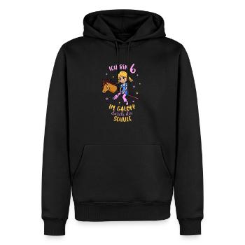 Anniversaire de la fille 6 ans avec cheval de loisir - Sweat à capuche Premium bio Homme - noir - Devant - Nico (187cm)