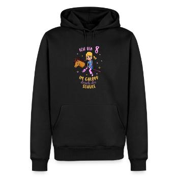 Mädchen Geburtstag 8 Jahre mit Steckenpferd - Männer Premium Bio Hoodie - Schwarz - Vorne - Nico (187cm)