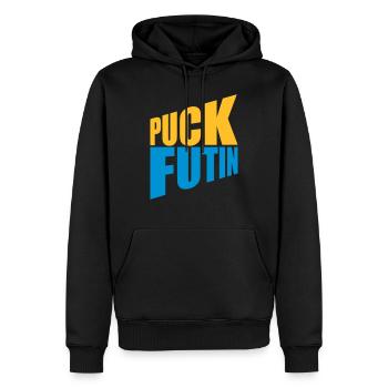 Conception du logo Puck Futin - Sweat à capuche Premium bio Homme - noir - Devant - Nico (187cm)