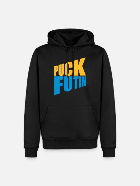 puck futin logo design - Men’s Premium Organic Hoodie - black