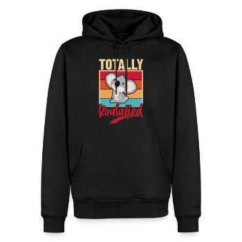Totally koalified. blagues avec koala. - Sweat à capuche Premium bio Homme - noir - Devant - Nico (187cm)
