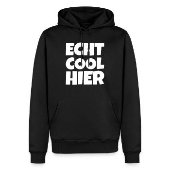 Echt Cool Hier - Männer Premium Bio Hoodie - Schwarz - Vorne - Nico (187cm)