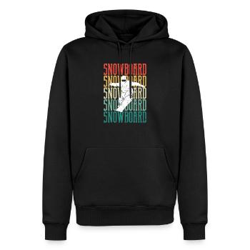 Snowboard Retro Vintage Snowboarding Silhouette - Männer Premium Bio Hoodie - Schwarz - Vorne - Nico (187cm)