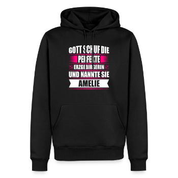 Erzgebirge Frau Namen Sachsen Amelie - Männer Premium Bio Hoodie - Schwarz - Vorne - Nico (187cm)