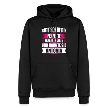 Erzgebirge Frau Namen Sachsen Antonia - Männer Premium Bio Hoodie - Schwarz - Vorne - Nico (187cm)