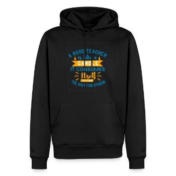 A Good Teacher Is Like A Candle It Consumes Itself - Men’s Premium Organic Hoodie - black - Front - Nico (187cm)