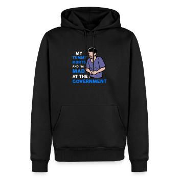 J’ai mal au ventre et je suis en colère contre le gouvernement - Sweat à capuche Premium bio Homme - noir - Devant - Nico (187cm)