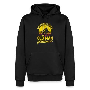 Drôle de skieur Ne sous-estimez jamais un vieux - Sweat à capuche Premium bio Homme - noir - Devant - Nico (187cm)